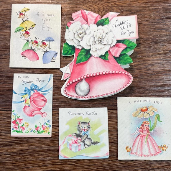 Lot of Kitsch Shower Cards and Wedding Cards - Picture 1 of 10